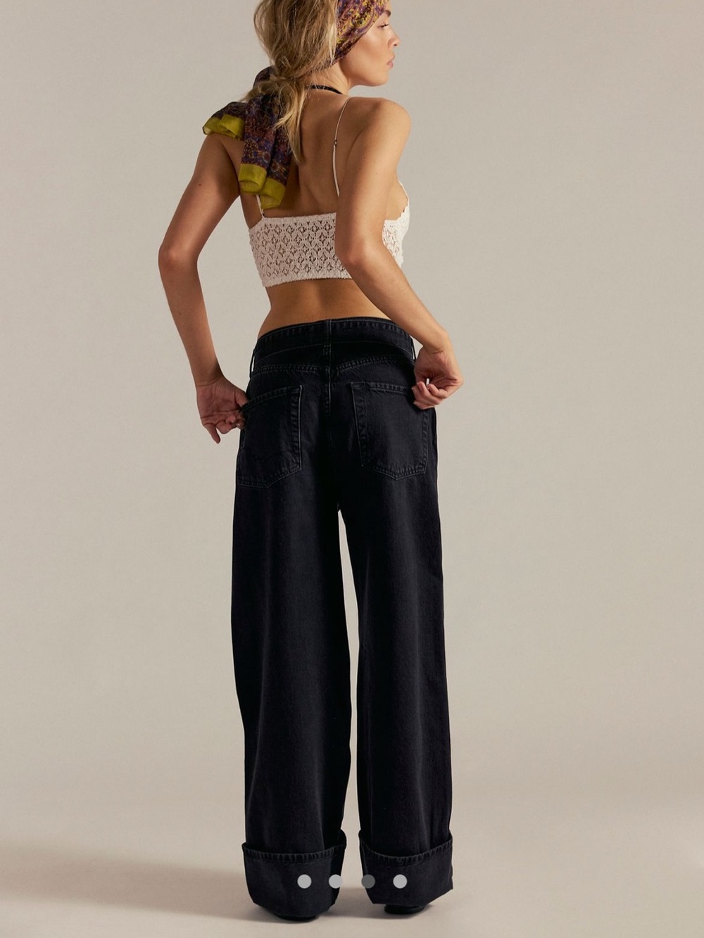 Free People Black Wide-Leg Jeans with Waist Tie - Picture 3 of 6